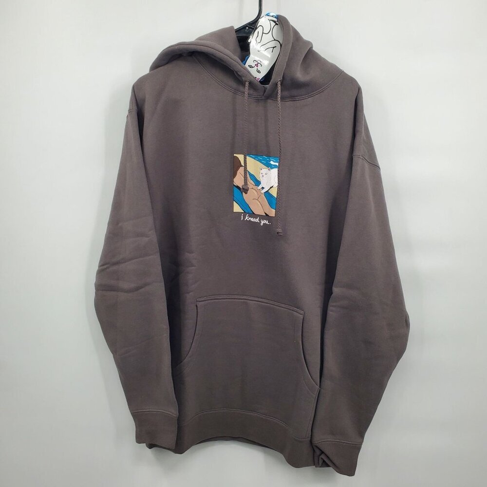 RIPNDIP I Knead You Hoodie Sweater Men Size Large NWT Pullover Charcoal